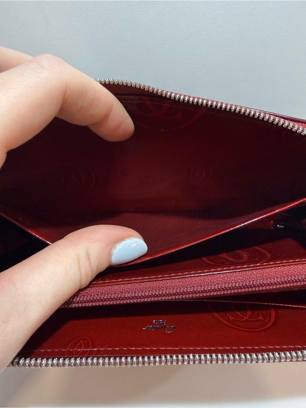 Cartier Birthday Red Patent Leather Zip Wallet - Picture 10 of 11
